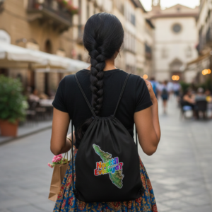 Nattil Evideya? Minimalist Drawstring Bag - Durable Malayalam Graphic Tote