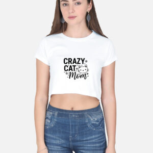 Crazy Cat Mom - Women's White Crop Top