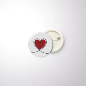 Cute Heart Design Badge Pin | Valentine Gift for Him Her - White Badge