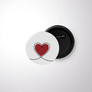 Cute Heart Design Badge Pin | Valentine Gift for Him Her - Black Badge